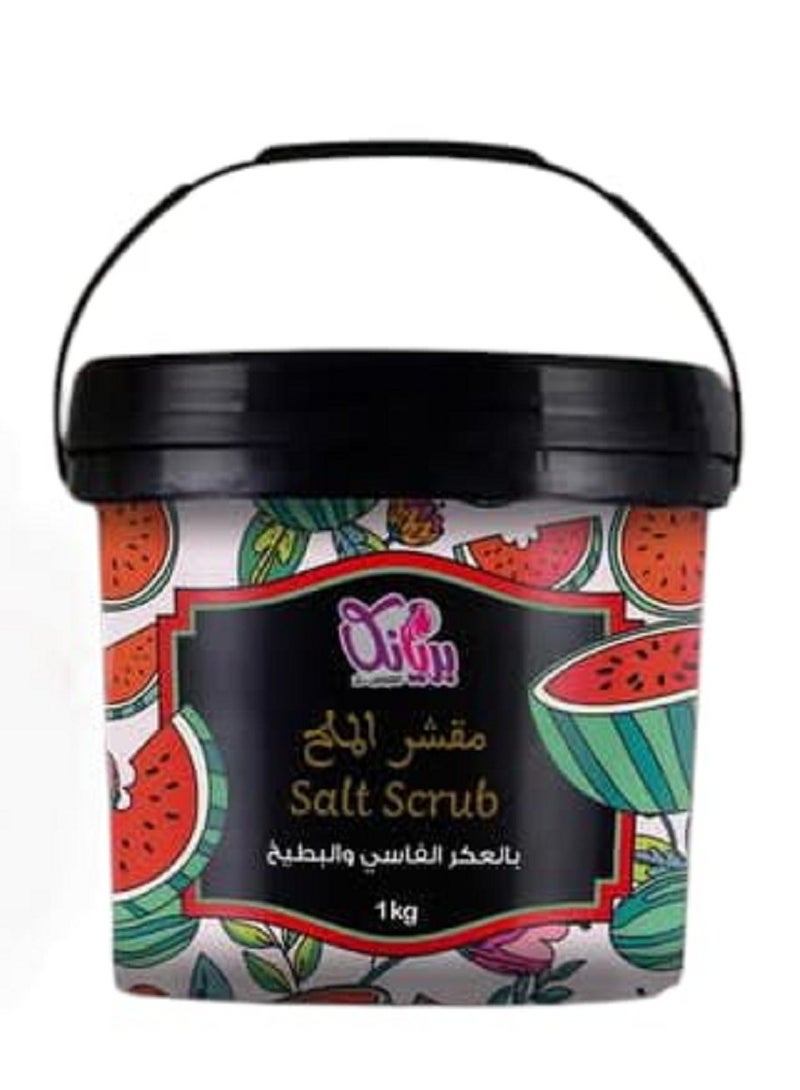 بريانكا مقشر الملح للجسم من بريانكا 4*1 تتكون من مقشر الملح بالعكر الفاسي والبطيخ / ليفه / حجر خفاف / جل كعب الغزال  - Image 1