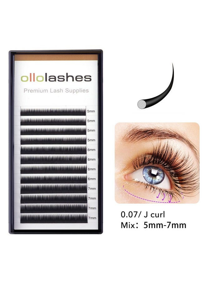 اولولاشز وصلات الرموش السفلية J Curl 0.07 مم Mix57Mm 5 مم 6 مم 7 مم اللون الأسود ملحقات الرموش السفلية (Mix57Mm 0.07 J Curl) - Image 3