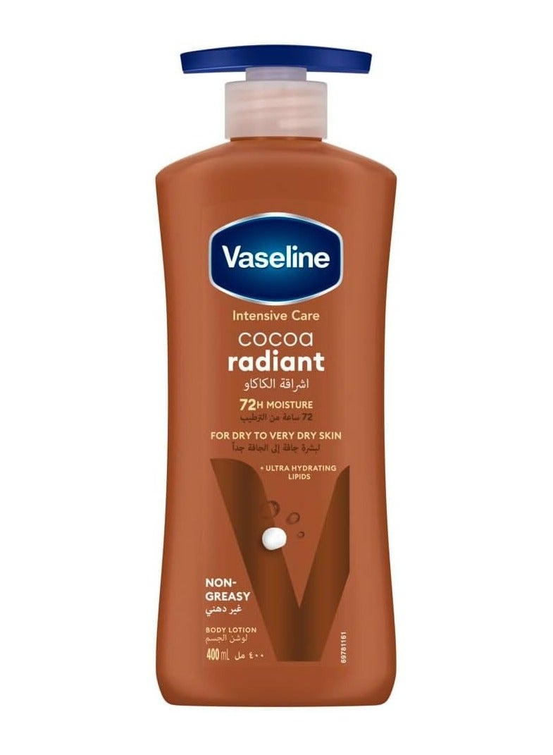 Vaseline Body Lotion Cocoa Radiant With Cocoa Butter Non Greasy Formula, Restores Glow To Dull, Dry Skin 400ml - Image 1