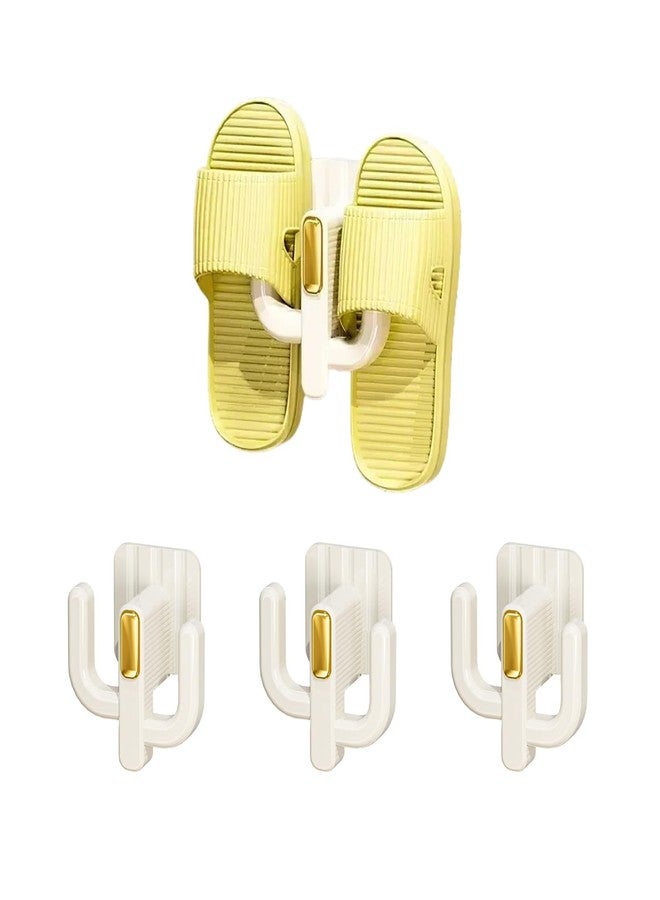 ROLUXENTIA 4 Pack Wall Mounted Shoe Rack - Premium Hanging Shoe Organizer Shelf with Sticky Hanging Mounts, Door Shoe Hangers with Hooks for Slippers Storage, White - Image 1