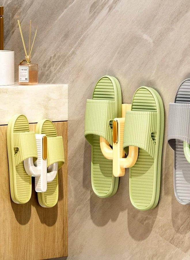ROLUXENTIA 4 Pack Wall Mounted Shoe Rack - Premium Hanging Shoe Organizer Shelf with Sticky Hanging Mounts, Door Shoe Hangers with Hooks for Slippers Storage, White - Image 5