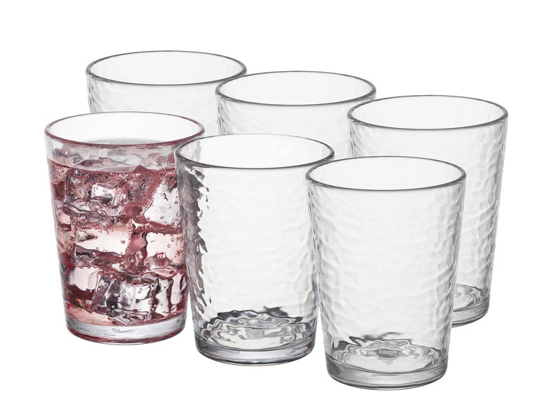 KLIFA NICE 147 ounce Set of 6 Acrylic Tumbler Drinking Glasses Set BPAFree Stackable Plastic Drinkware Dishwasher Safe Cups Clear
