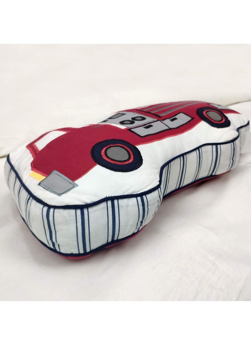 Brandream Boys Pillow, Durable And Portable Truck Shape Pillow, Soft And Lightweight Decorative Pillow, Stuffed Truck Plush Pillow For Kids Room Decoration, (1pc, White And Red)  - Image 2