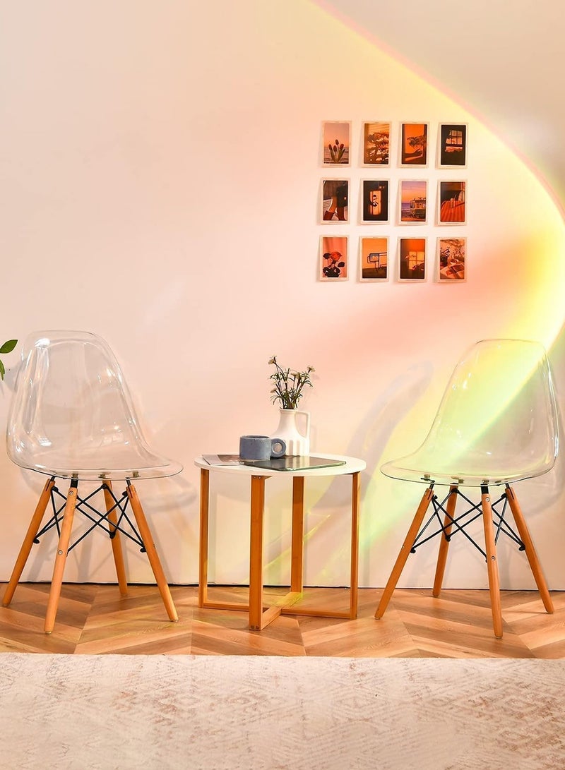Taimi Set of 6 Modern Transparent Plast Style Plastic Dining Chair Mid Century Modern DSW Chair, Shell Lounge Plastic Chair with Natural Wooden Legs for Office, Kitchen, Dining, Bedroom, Living Room Side Chair Clear - Image 5