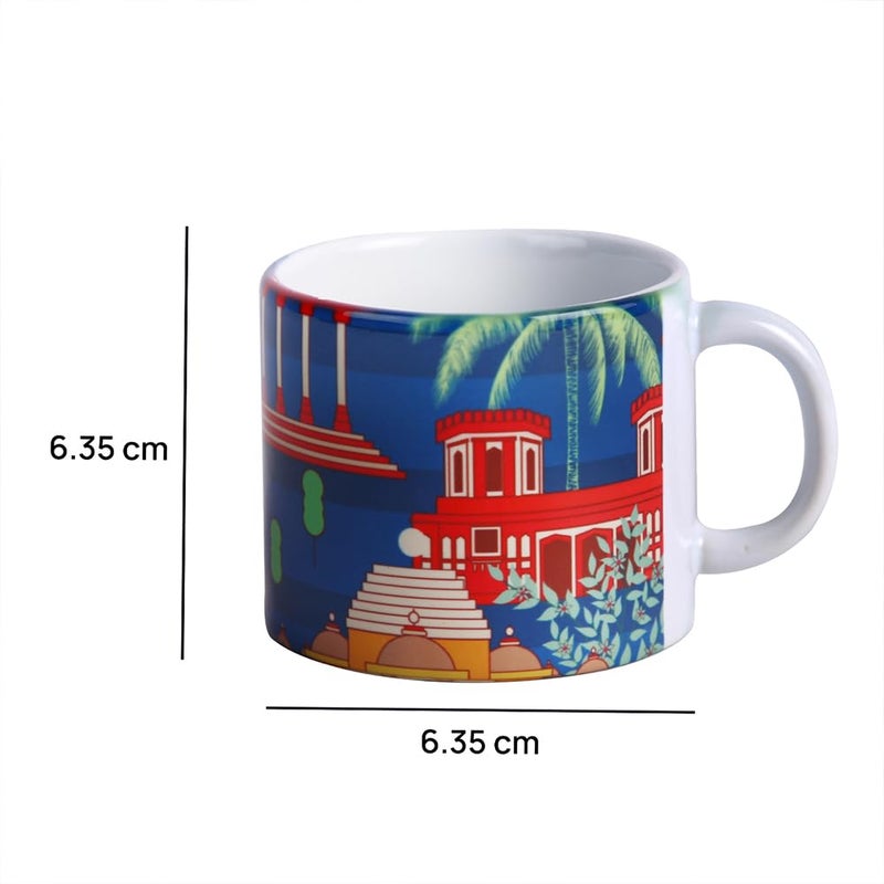 PentaDeco 160ml Ceramic Mug Set with Indian Monuments Design Set of 2 - Image 2