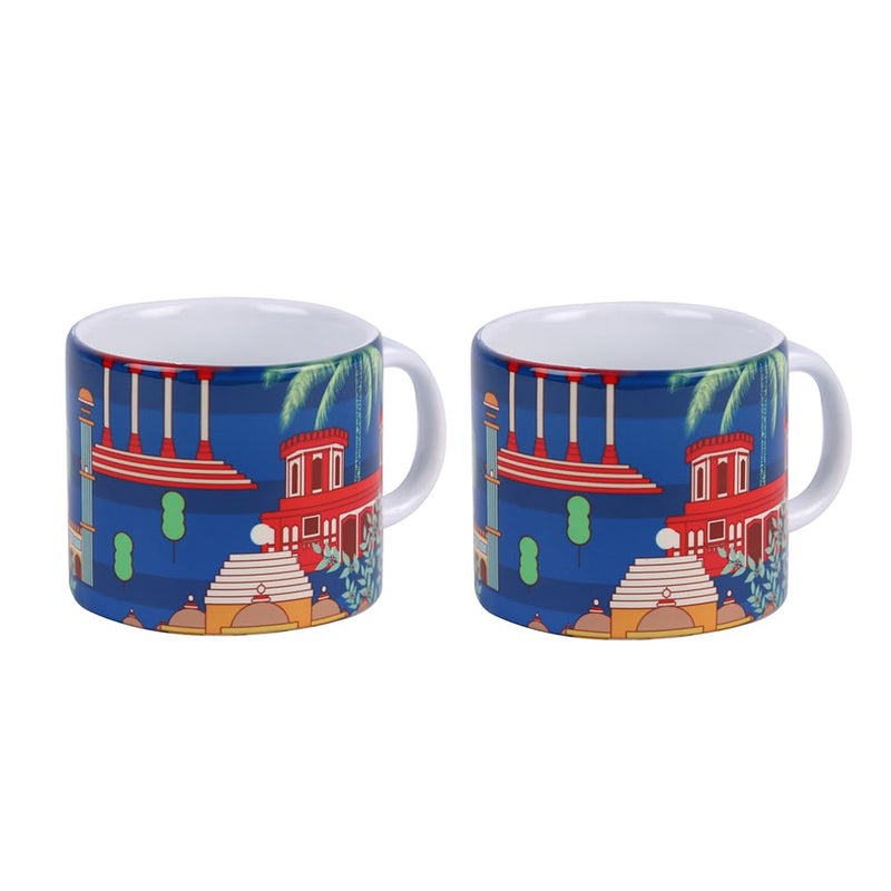 PentaDeco 160ml Ceramic Mug Set with Indian Monuments Design Set of 2 - Image 4