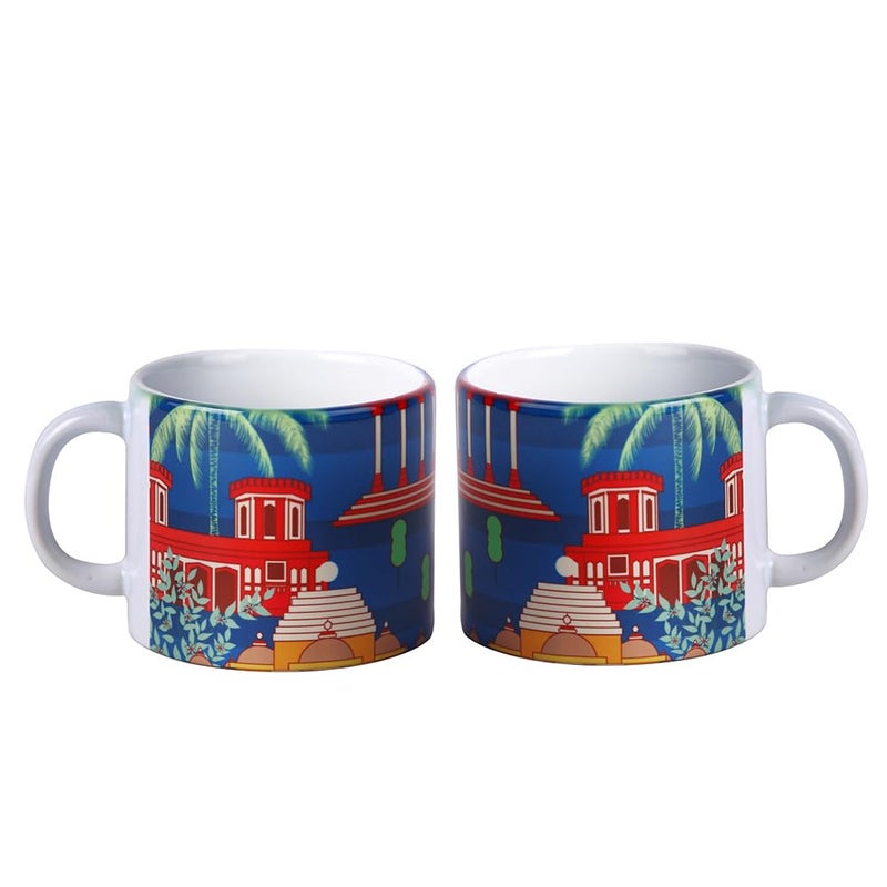 PentaDeco 160ml Ceramic Mug Set with Indian Monuments Design Set of 2 - Image 3