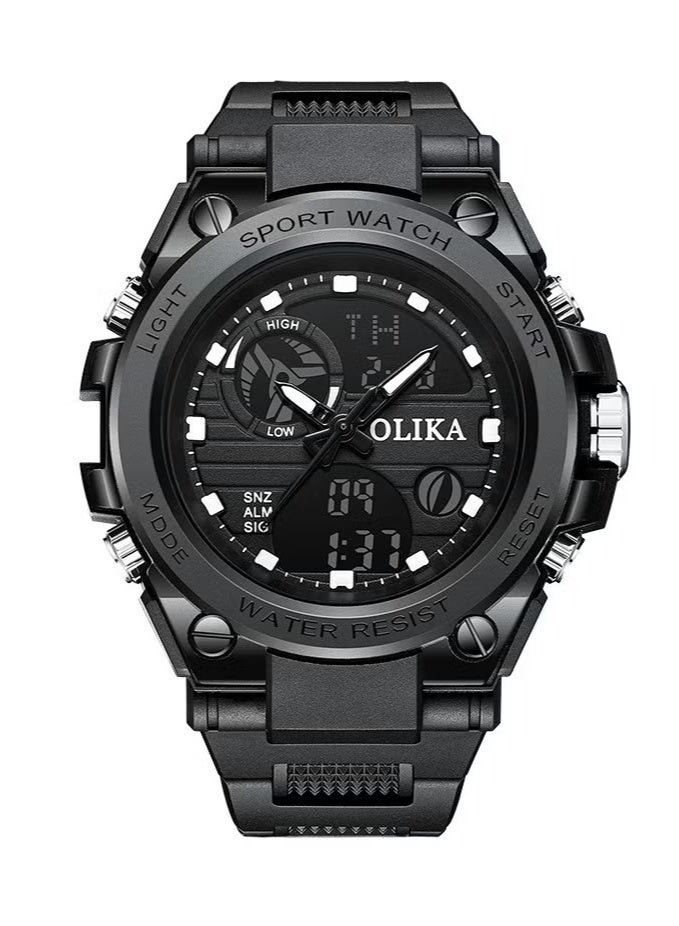 Olika Men's Waterproof Tactical Watch with Dual Display - Analog & Digital Outdoor Sports Watch for Active Lifestyle - Image 1