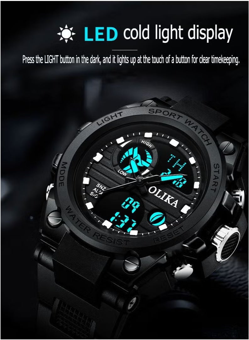 Olika Men's Waterproof Tactical Watch with Dual Display - Analog & Digital Outdoor Sports Watch for Active Lifestyle - Image 5