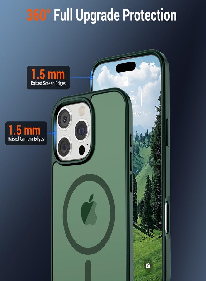 استلق جراب SUPFINE المغناطيسي لهاتف iPhone 16 Pro (متوافق مع MagSafe) (حماية فائقة ضد السقوط بمعايير عسكرية) جراب نحيف شفاف غير لامع مقاوم للصدمات ومضاد لبصمات الأصابع، لون أخضر غابي - Image 4