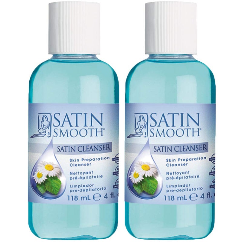 SATIN SMOOTH Pre Wax Cleanser - Antiseptic Skin Prep for Pre Wax Hair Removal, Deep Cleansing & Irritation-Free Waxing, AfterWax Care, 4 oz, 2-Pack - Image 1