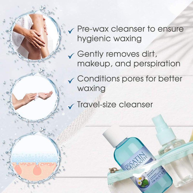 SATIN SMOOTH Pre Wax Cleanser - Antiseptic Skin Prep for Pre Wax Hair Removal, Deep Cleansing & Irritation-Free Waxing, AfterWax Care, 4 oz, 2-Pack - Image 5