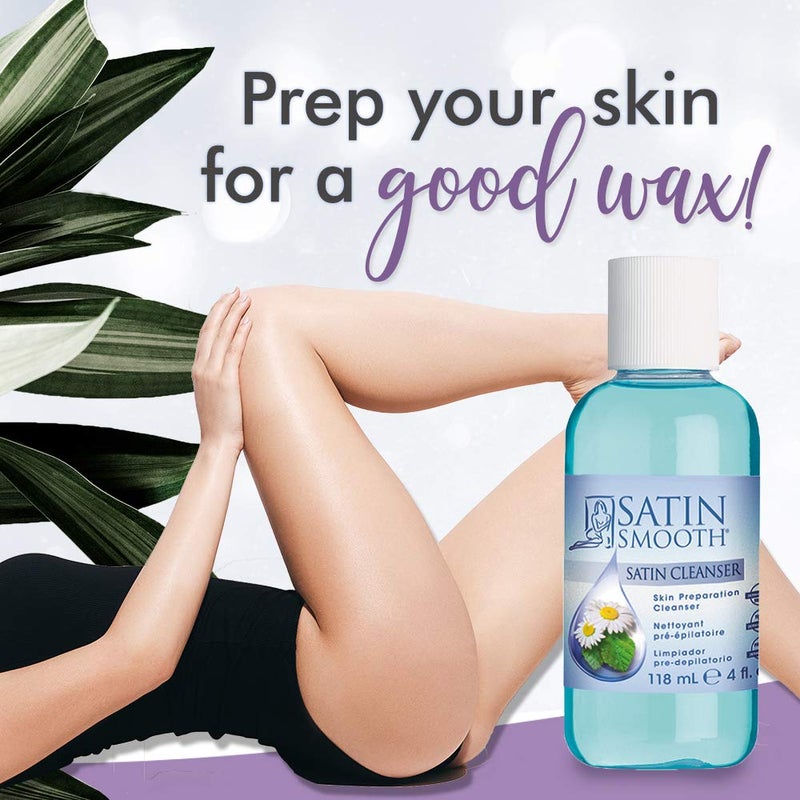 SATIN SMOOTH Pre Wax Cleanser - Antiseptic Skin Prep for Pre Wax Hair Removal, Deep Cleansing & Irritation-Free Waxing, AfterWax Care, 4 oz, 2-Pack - Image 3