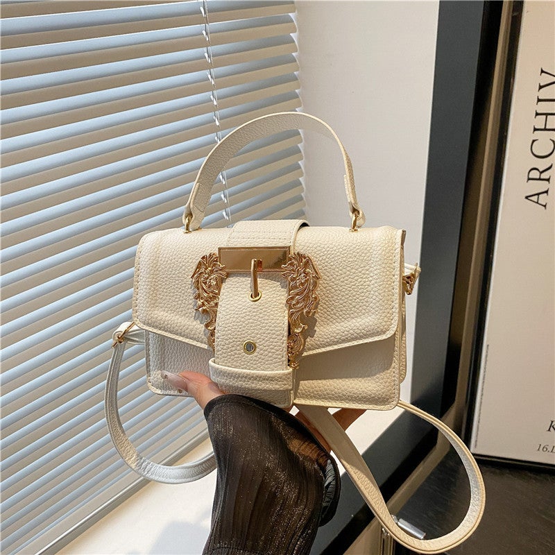 New Style Temperament New Lock Portable Small Square Bag Texture Women'S Bag New Autumn Shoulder Crossbody Bag No White - Image 1