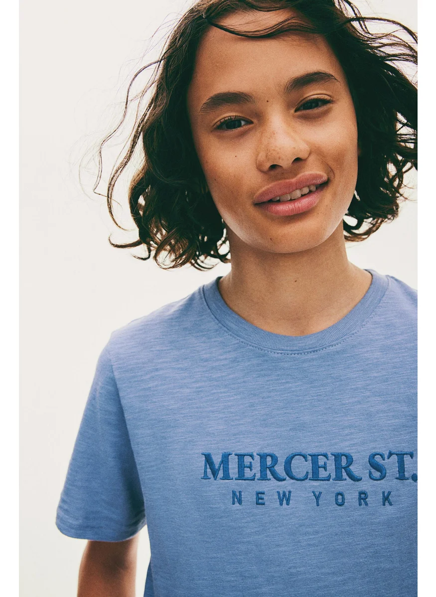اتش اند ام Motif-Detail Cotton T-Shirt