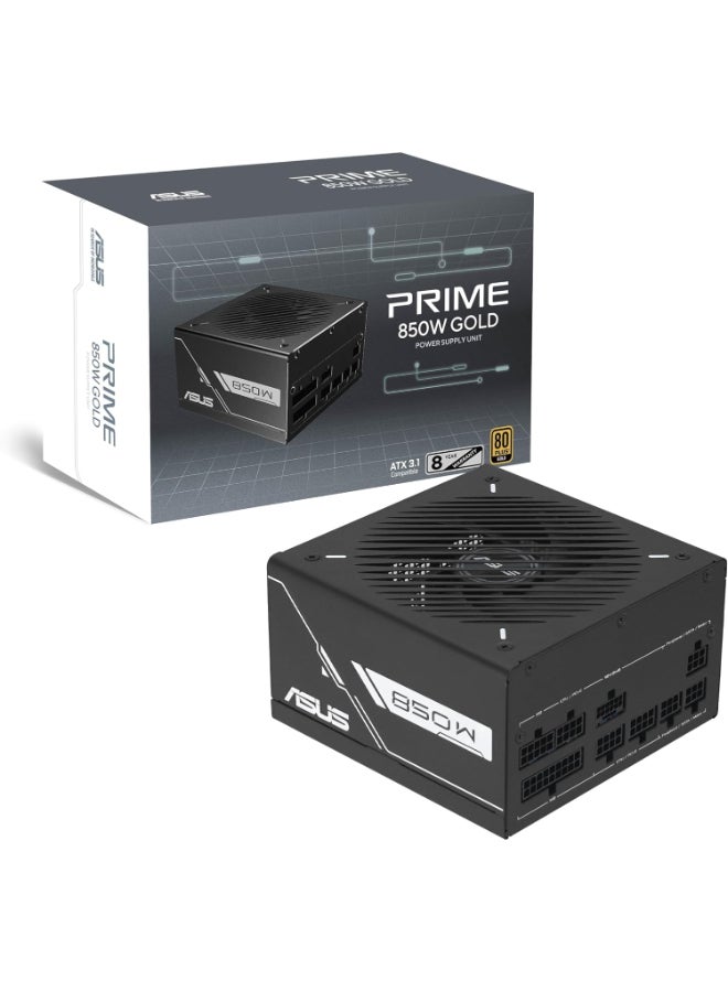 Prime 850W Gold (Fully Modular Power Supply, 80+ Gold Certified, ATX 3.1, PCIe 5.1, Cable 12V-2x6, Double Ball Bearing, 8 Year Warranty)