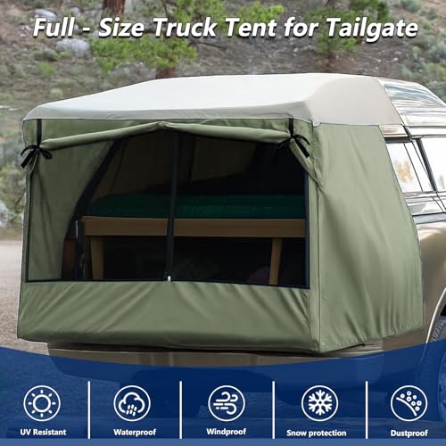 Dipurman Full-Size Truck Bed Tent,Outdoor 600D Waterproof Truck Tent Compatible with Fits Ford F-150,Chevy Silverado,Toyota Tundra,Tacoma (2005+),Tailgates 58" Designed for Full-Size Trucks with Caps - Image 3