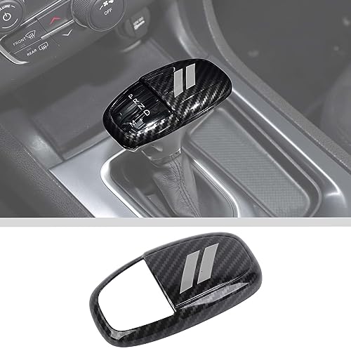 JWWY Gear Shift Shifter Knobs Cover Trim for 2015-2025+ Dodge Challenger Charger 2018-2023 Durango Interior Accessories Gery Carbon Fiber - Image 1