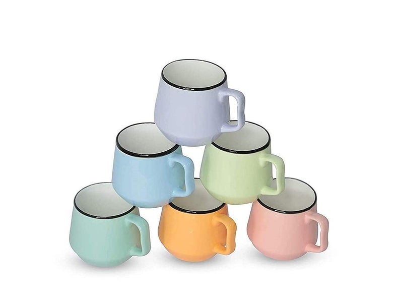 SAAIKEE Ceramic Coffee Mugs/Tea Cups/Milk Hot or Cold Beverage with Handle Ideal Best Gift for Friends, Anniversary, Valentine Day, Birthday 210 ML Pack of 6 (Multi-Color) - Image 1