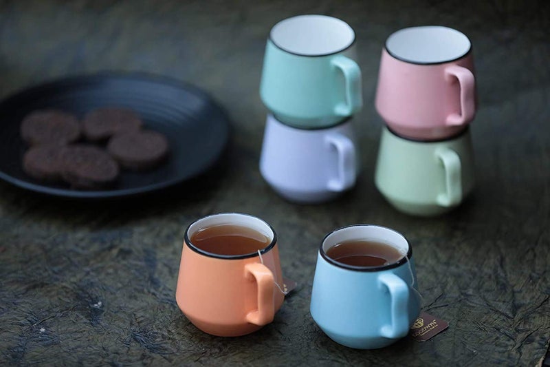 SAAIKEE Ceramic Coffee Mugs/Tea Cups/Milk Hot or Cold Beverage with Handle Ideal Best Gift for Friends, Anniversary, Valentine Day, Birthday 210 ML Pack of 6 (Multi-Color) - Image 5