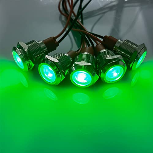 Gebildet 5pcs 12mm LED Metal Indicator Light AC/DC 12-24V Waterproof Signal Lamp Pilot Dash Directional with Wire(Green) - Image 3