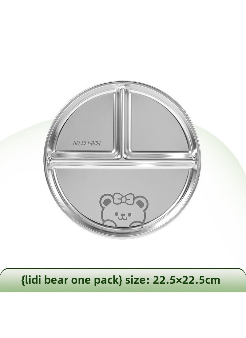 Generic - 1 x 5 pcs Stainless Steel Portion Control Cartoon Kids Plate Lidi bear dinner plate [1 pack]] - Image 1