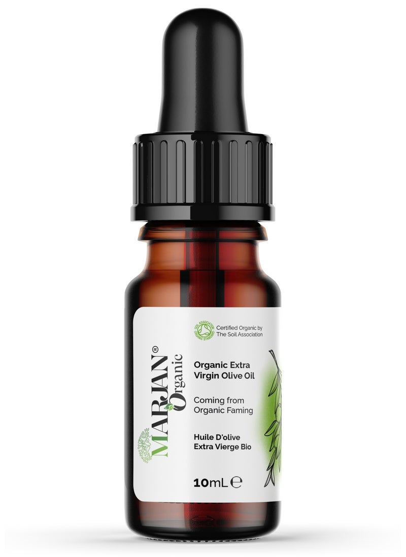 MARJAN ORGANIC Olive Oil 10ml - 100% Organic cold pressed - 100% Virgin - Firming Body Oil, Natural Moisturizing Massage Oil for Dry Skin, Reduces Spots, Hydrating & Smooth Skin Tone, For Face, Hair Growth & Nails.  - Image 1