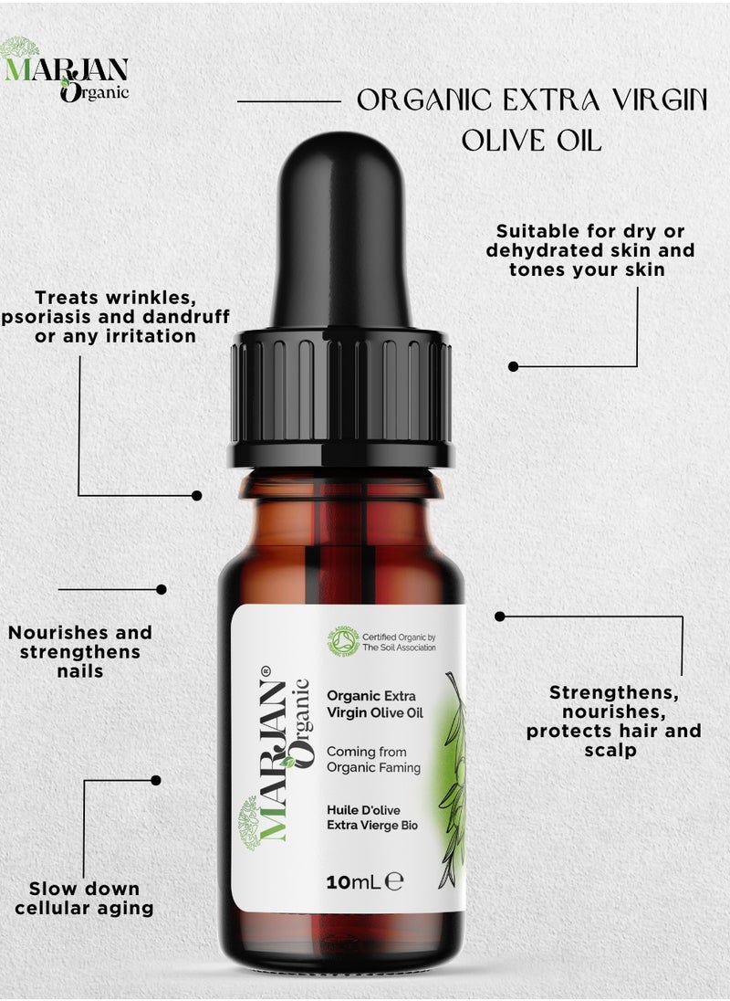 MARJAN ORGANIC Olive Oil 10ml - 100% Organic cold pressed - 100% Virgin - Firming Body Oil, Natural Moisturizing Massage Oil for Dry Skin, Reduces Spots, Hydrating & Smooth Skin Tone, For Face, Hair Growth & Nails.  - Image 3