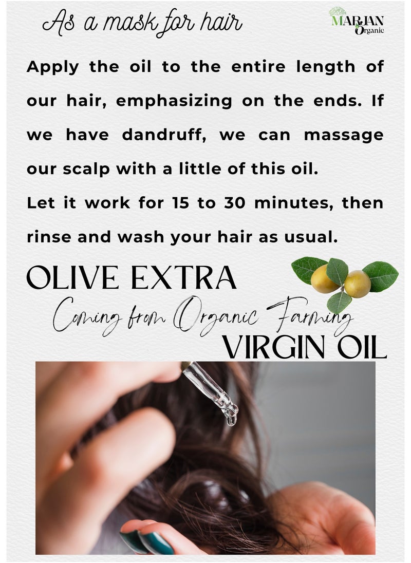 MARJAN ORGANIC Olive Oil 10ml - 100% Organic cold pressed - 100% Virgin - Firming Body Oil, Natural Moisturizing Massage Oil for Dry Skin, Reduces Spots, Hydrating & Smooth Skin Tone, For Face, Hair Growth & Nails.  - Image 4