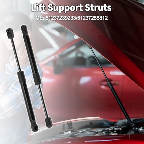 TUCKBOLD Lift Supports Struts for BMW 1/2/3/4 Series 118i 125i 220i 228i 320i 328i 335i 340i 428i No.51237239233/51237255812 Front Hood Gas Spring Black 2 Pcs - Image 2