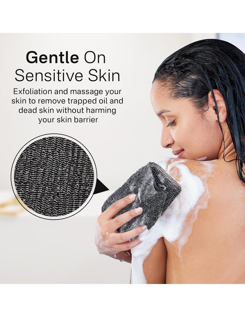 Yiclick Exfoliating African Net Sponge - Exfoliating Body Scrubber Exfoliator, Exfoliating Washcloth Towel, Exfoliate Rags Wash Cloth Loofah Sponge for Body Scrub, Back Scrubber (Black) - Image 2