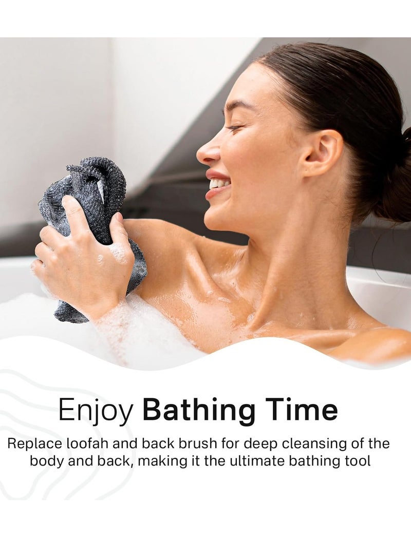 Yiclick Exfoliating African Net Sponge - Exfoliating Body Scrubber Exfoliator, Exfoliating Washcloth Towel, Exfoliate Rags Wash Cloth Loofah Sponge for Body Scrub, Back Scrubber (Black) - Image 3