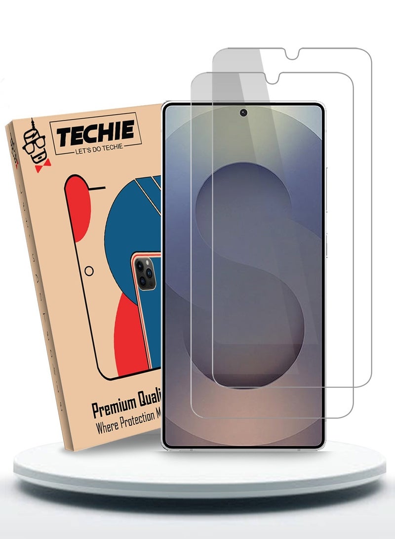 Techie 2 Pack HD Tempered Glass Screen Protector for Samsung Galaxy S25 Ultra 2025 - Anti Reflection Anti Bubbles 9H Hardness 0.33 mm Rounded Edges Easy Installation  - Image 1