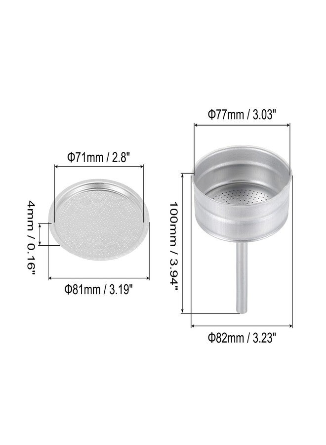 MECCANIXITY Stovetop Espresso Maker Replacement Aluminium Coffee Pot Parts with 1pcs Filter and 3pcs Silicone Gasket Seals,1pcs Funnel 81x71x4mm for 12-Cup Mocha Coffee Maker Pot(Silver) - Image 2