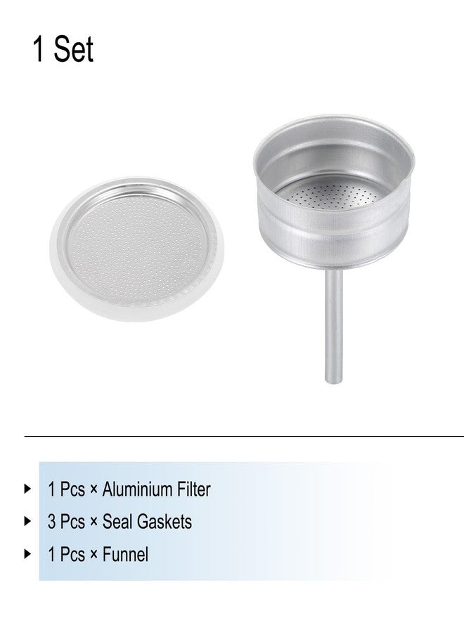 MECCANIXITY Stovetop Espresso Maker Replacement Aluminium Coffee Pot Parts with 1pcs Filter and 3pcs Silicone Gasket Seals,1pcs Funnel 81x71x4mm for 12-Cup Mocha Coffee Maker Pot(Silver) - Image 3
