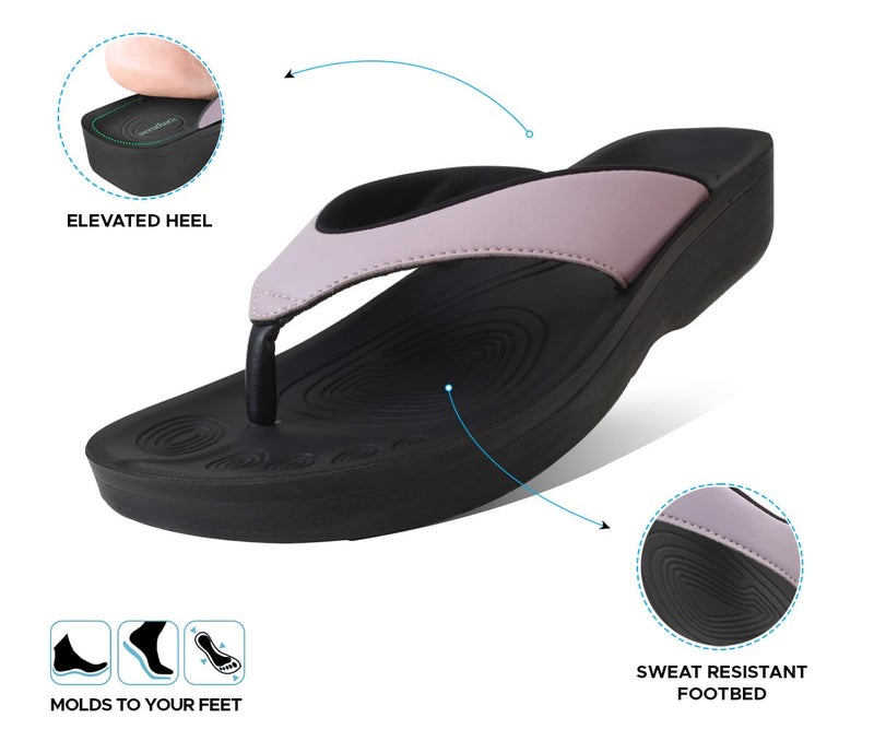 AEROTHOTIC Flip Flops for Women with Arch Support Plantar Fasciitis Orthopedic Cushioned Footbed Comfortable Non-Slip Sole with Padded Straps Dressy Casual Recovery Women Sandals (Flumen Lilac, US Footwear Size System, Adult, Women, Numeric, Medium, 9) - Image 4