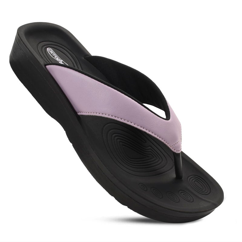 AEROTHOTIC Flip Flops for Women with Arch Support Plantar Fasciitis Orthopedic Cushioned Footbed Comfortable Non-Slip Sole with Padded Straps Dressy Casual Recovery Women Sandals (Flumen Lilac, US Footwear Size System, Adult, Women, Numeric, Medium, 9) - Image 1