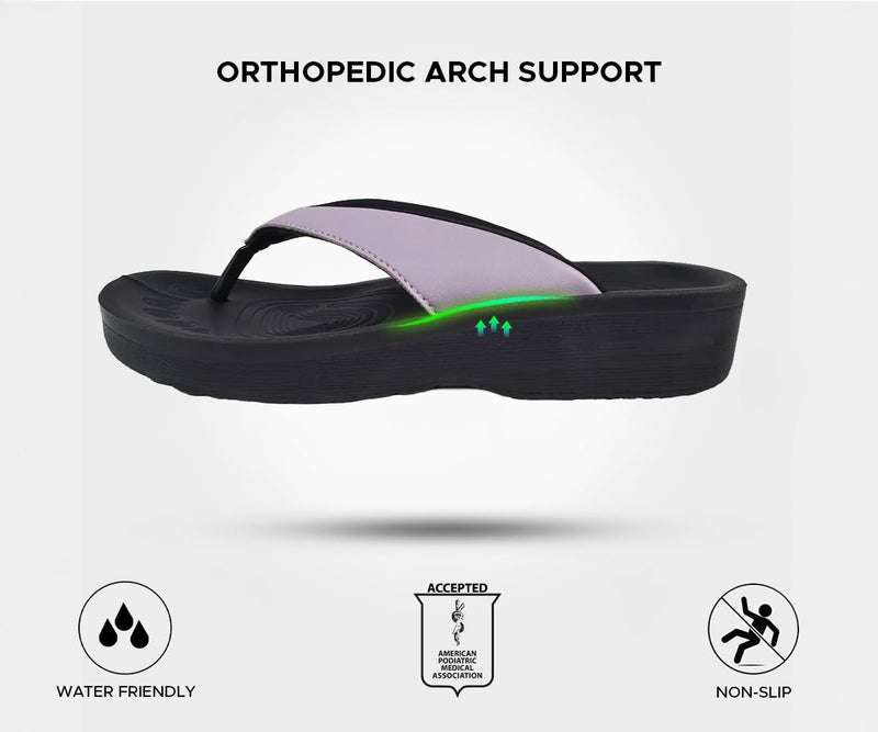 AEROTHOTIC Flip Flops for Women with Arch Support Plantar Fasciitis Orthopedic Cushioned Footbed Comfortable Non-Slip Sole with Padded Straps Dressy Casual Recovery Women Sandals (Flumen Lilac, US Footwear Size System, Adult, Women, Numeric, Medium, 9) - Image 5