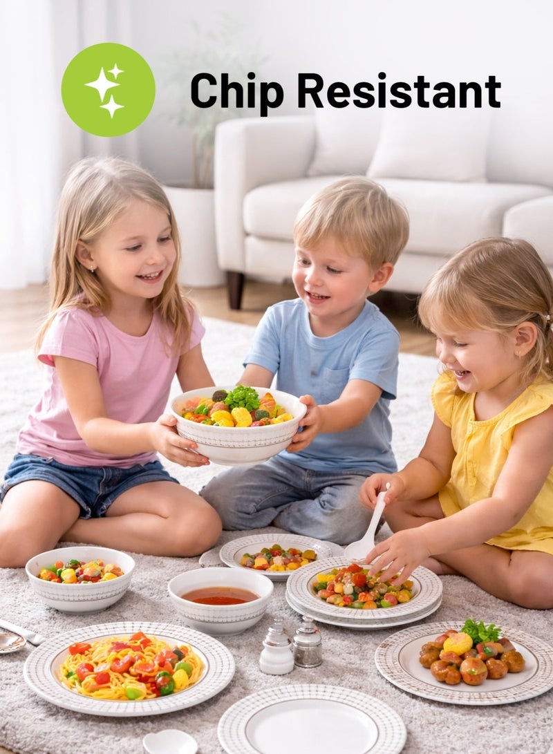 رويال فورد Royalford 22pcs Melamine Dinner Set RF13134 Includes Bowls, Rice Spoon, Ladles, Soup and Dinner Plates Dishwasher-Safe and Freezer-Friendly - Image 3