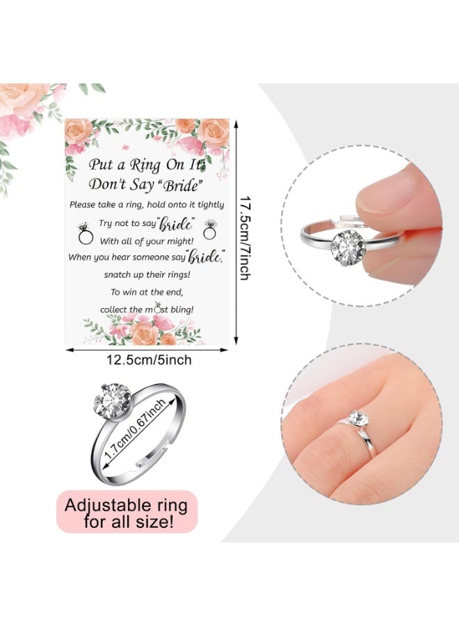 سيوسي Bridal Shower Game Set, Rustic Greenery Themed "Put a Ring on It" Activity with 50 Fake Rings and Rule Cards, Wedding Shower Games for Engagement Parties, Bachelorette Events, No-Say-Bride Challenge - Image 2
