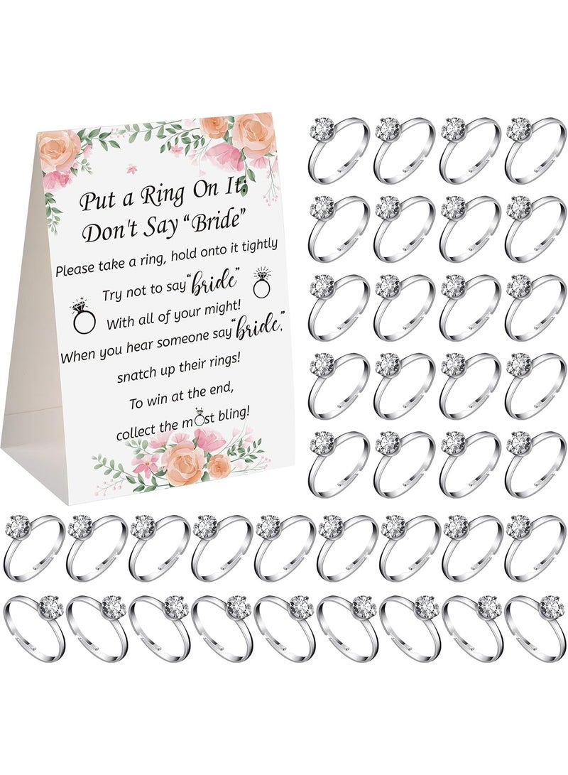 سيوسي Bridal Shower Game Set, Rustic Greenery Themed "Put a Ring on It" Activity with 50 Fake Rings and Rule Cards, Wedding Shower Games for Engagement Parties, Bachelorette Events, No-Say-Bride Challenge - Image 1