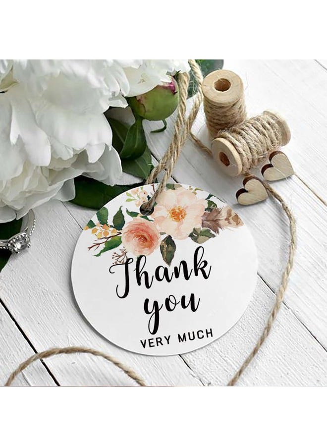 Mr.Mug Floral Thank You for Celebrating with Us Tags for Wedding Birthday Baby Shower Party Favors with 100Ft Jute String 100 Pieces - Image 2