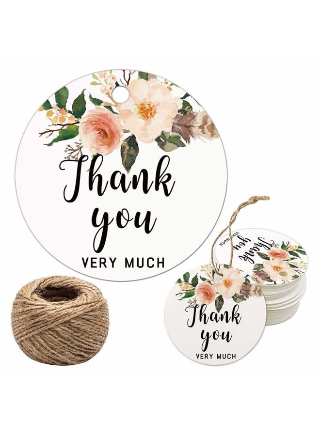 Mr.Mug Floral Thank You for Celebrating with Us Tags for Wedding Birthday Baby Shower Party Favors with 100Ft Jute String 100 Pieces - Image 1