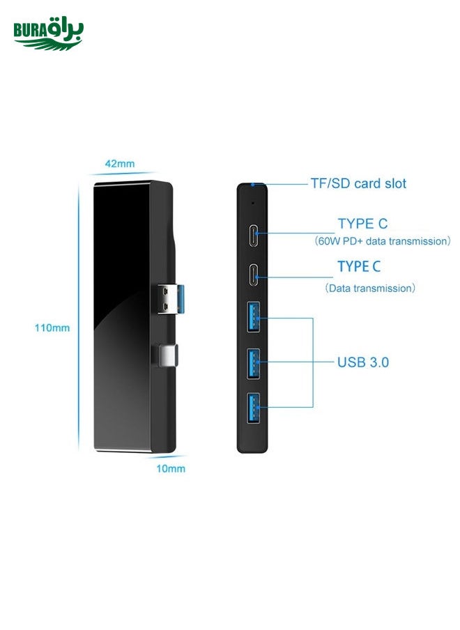 BURAQ Rocketek SH867 USB 3.0 x 3 + Type-C x 2 HUB Adapter  - Image 2