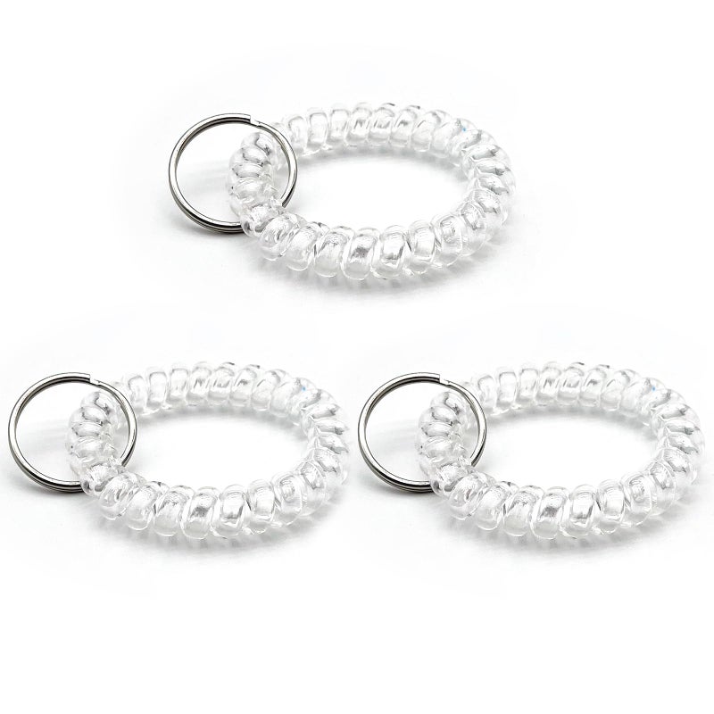 TENOC Spiral Coil Keychain 3 Pcs, Anti-lost Key Chain Holder Lanyard Cord, Clear - Image 1