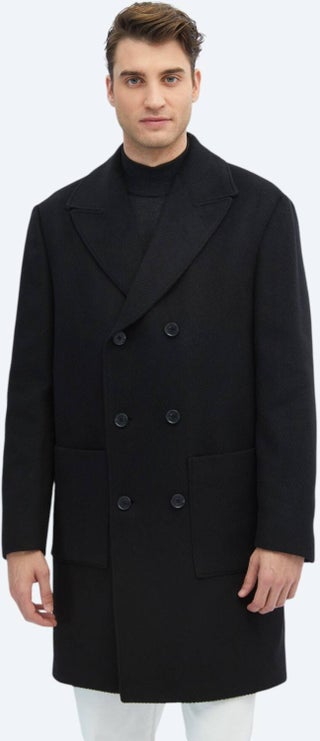 Black Woven Double Breasted Coat - pzsku/Z9FE49AF5530353EA033CZ/45/_/1743186902/799e5788-d791-4f36-856d-3b6064f713e6