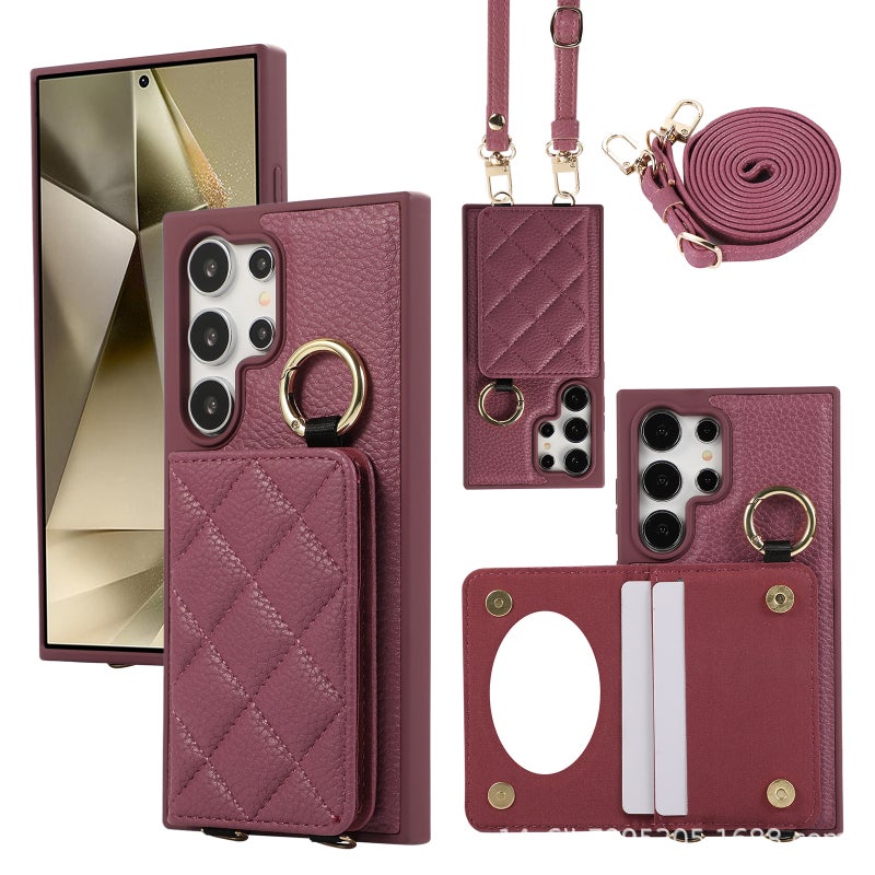 Drop Protection Samsung Galaxy S26 Scratch Resistant TPU for Samsung S26 Ultra Samsung S26 with Card Holder and Kickstand in Red - Image 1