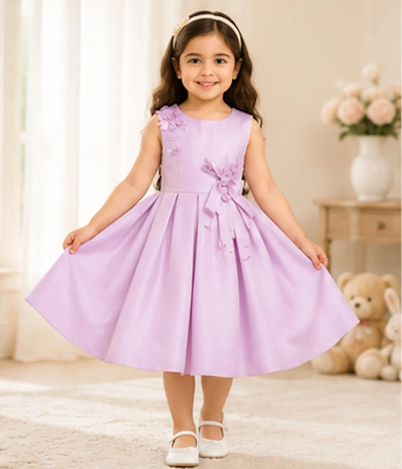 أرتيميا Artemea Toddler Girls Floral Appliqué Fit & Flare Party Dress - Lilac