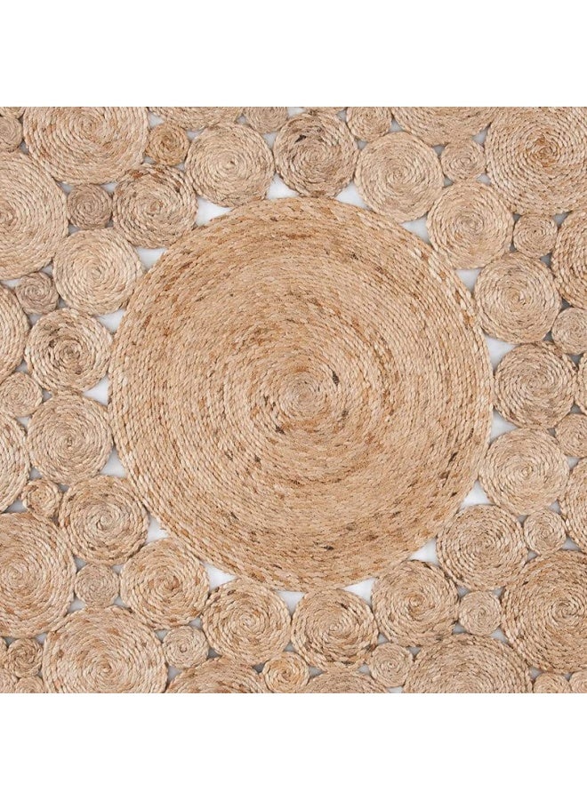 HANDPICKED FURNITURE Jute Wool And Cotton Beige Round Carpet Ultra Soft Area Carpets For Bed Room Living Room And Dining Room Anti-Slip Floor Carpets Easy To Clean Made In Turkey - Image 5