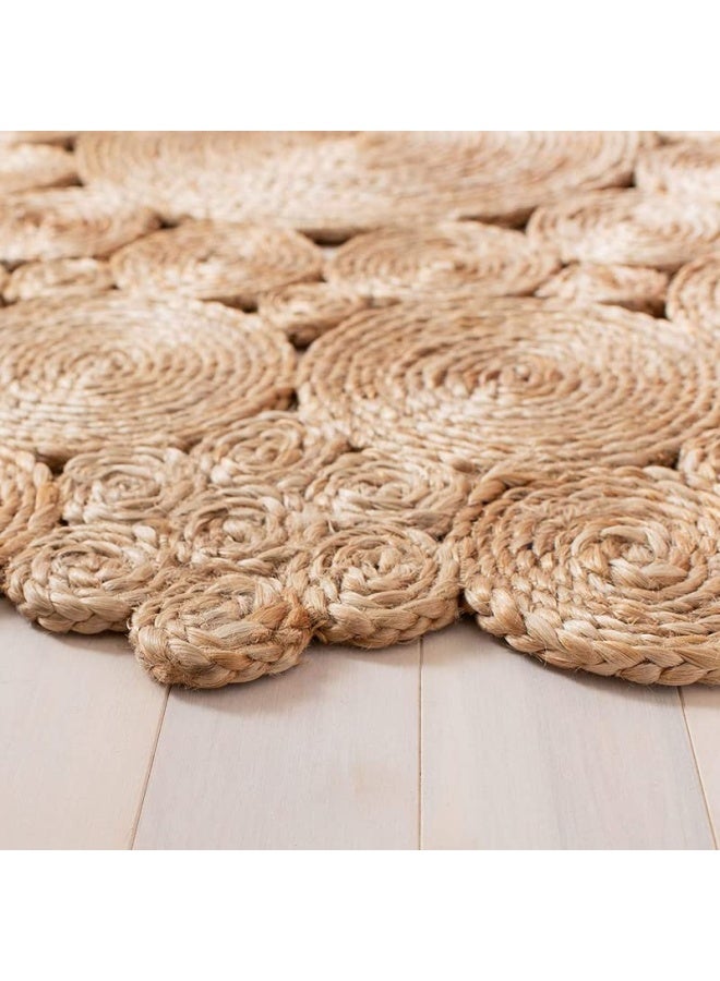 HANDPICKED FURNITURE Jute Wool And Cotton Beige Round Carpet Ultra Soft Area Carpets For Bed Room Living Room And Dining Room Anti-Slip Floor Carpets Easy To Clean Made In Turkey - Image 4